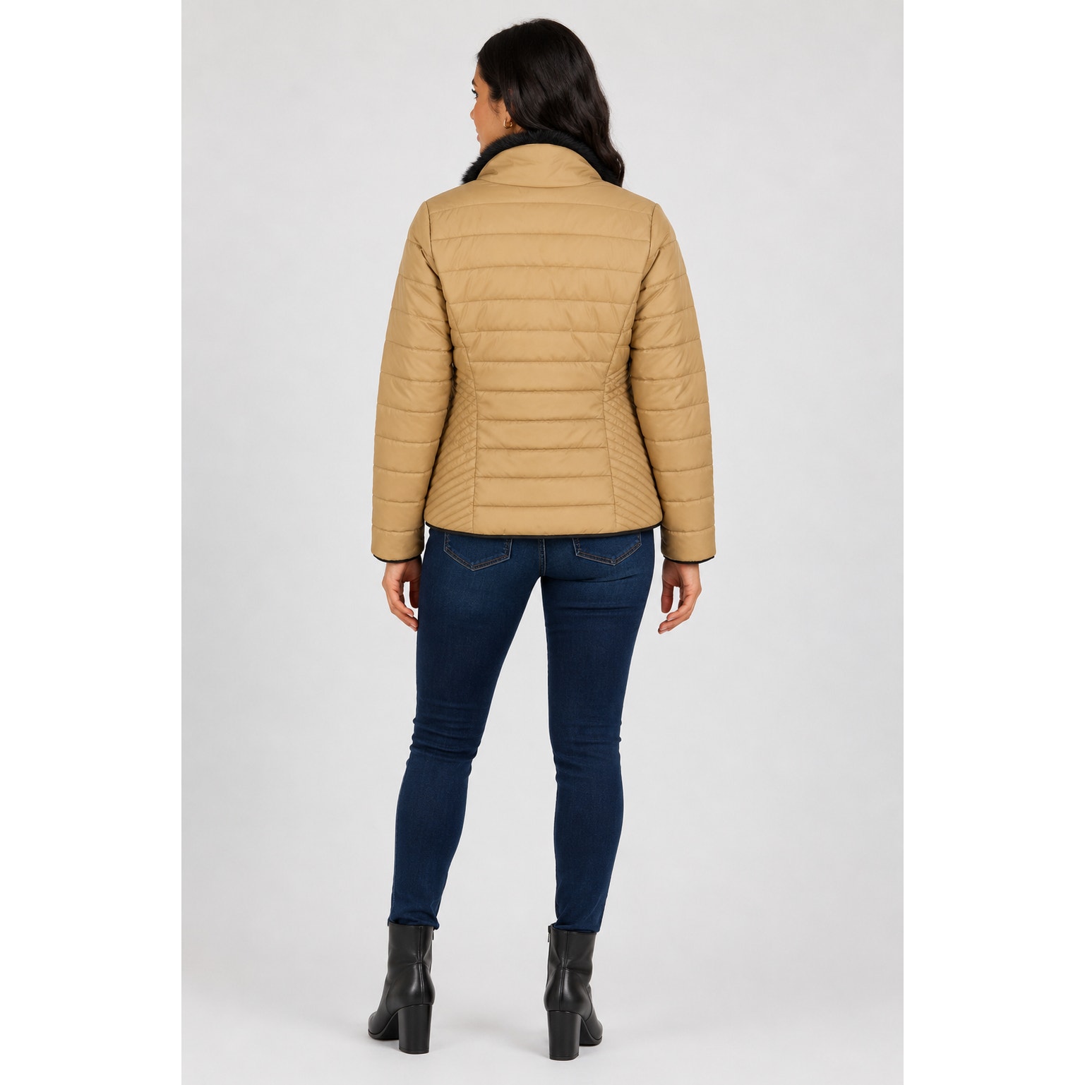 U.S. Polo Assn. Moto Puffer Jacket Faux Fur Collar Womens Size Xl Gold — image 2 of 8